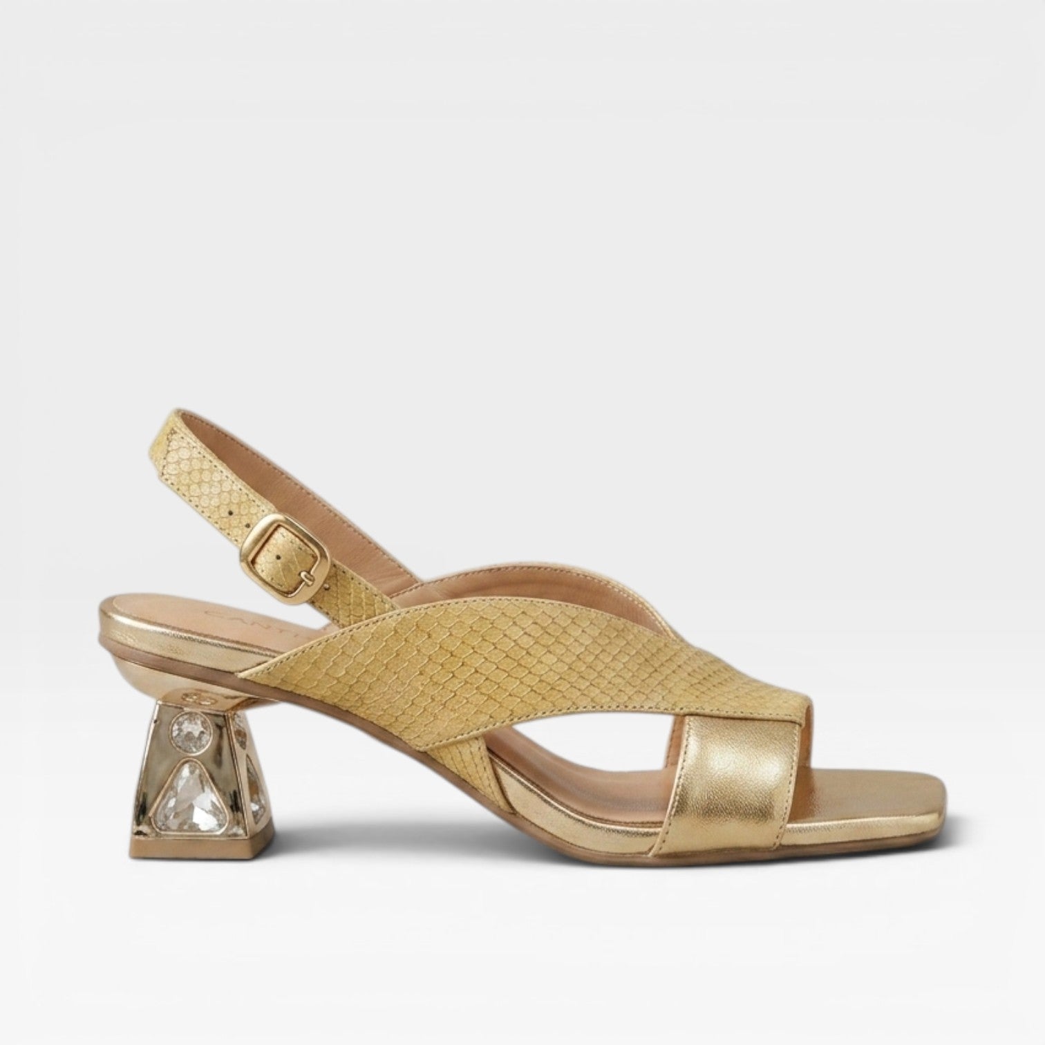 Women's Sculpted Crystal Heel Slingback Sandals