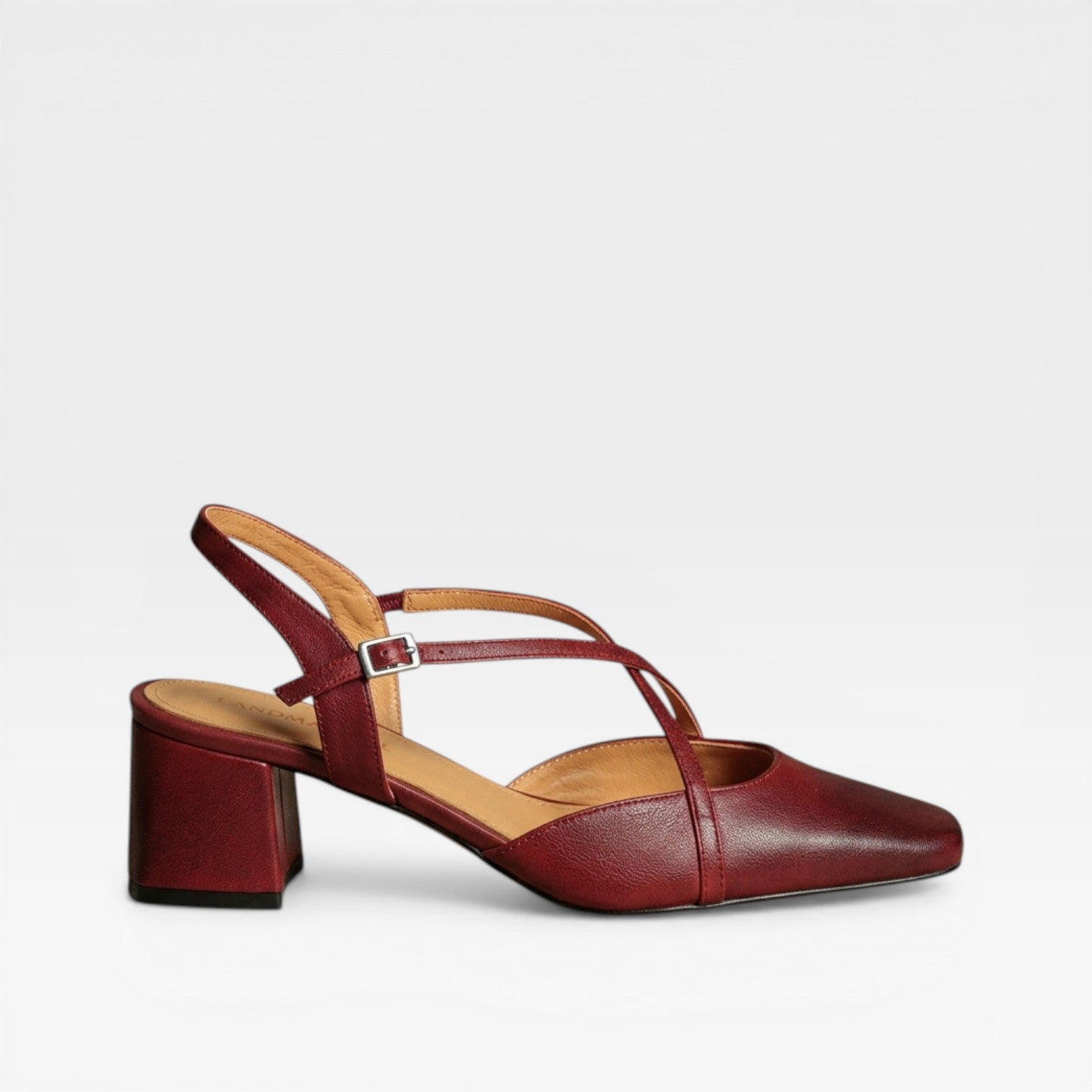 Women's Leather Block Heel Slingback Shoes