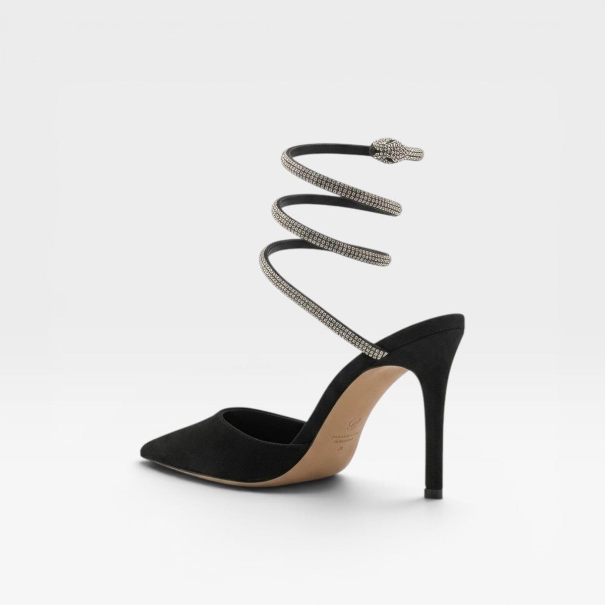 Women's Crystal Ankle Wrap Satin Pumps