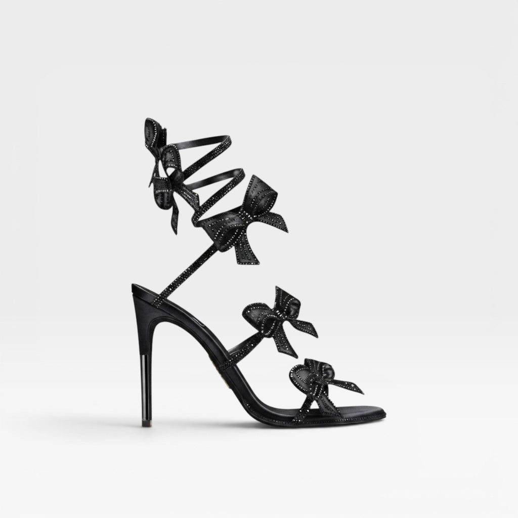Women's Crystal Bow Ankle Wrap Sandals