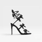 Women's Crystal Bow Ankle Wrap Sandals
