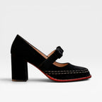Women's Velvet Mary Jane Bow Pumps