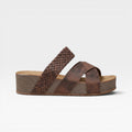 Women's Woven Cross-Strap Wedge Mules