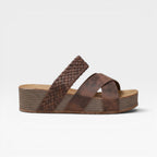 Women's Woven Cross-Strap Wedge Mules