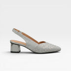 Women's Crystal Slingback Block Heels
