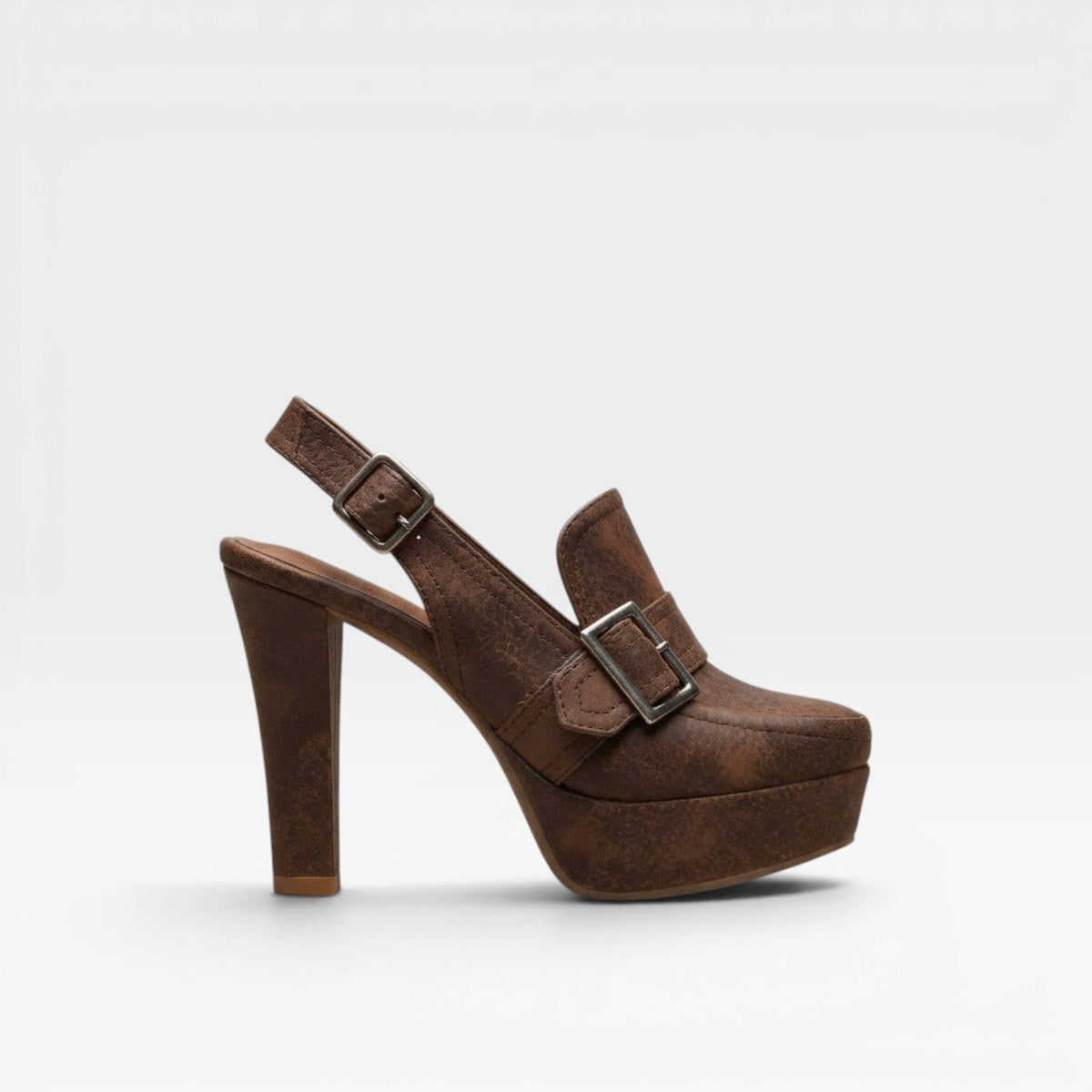 Women's Slingback Buckle Strap Block Heels