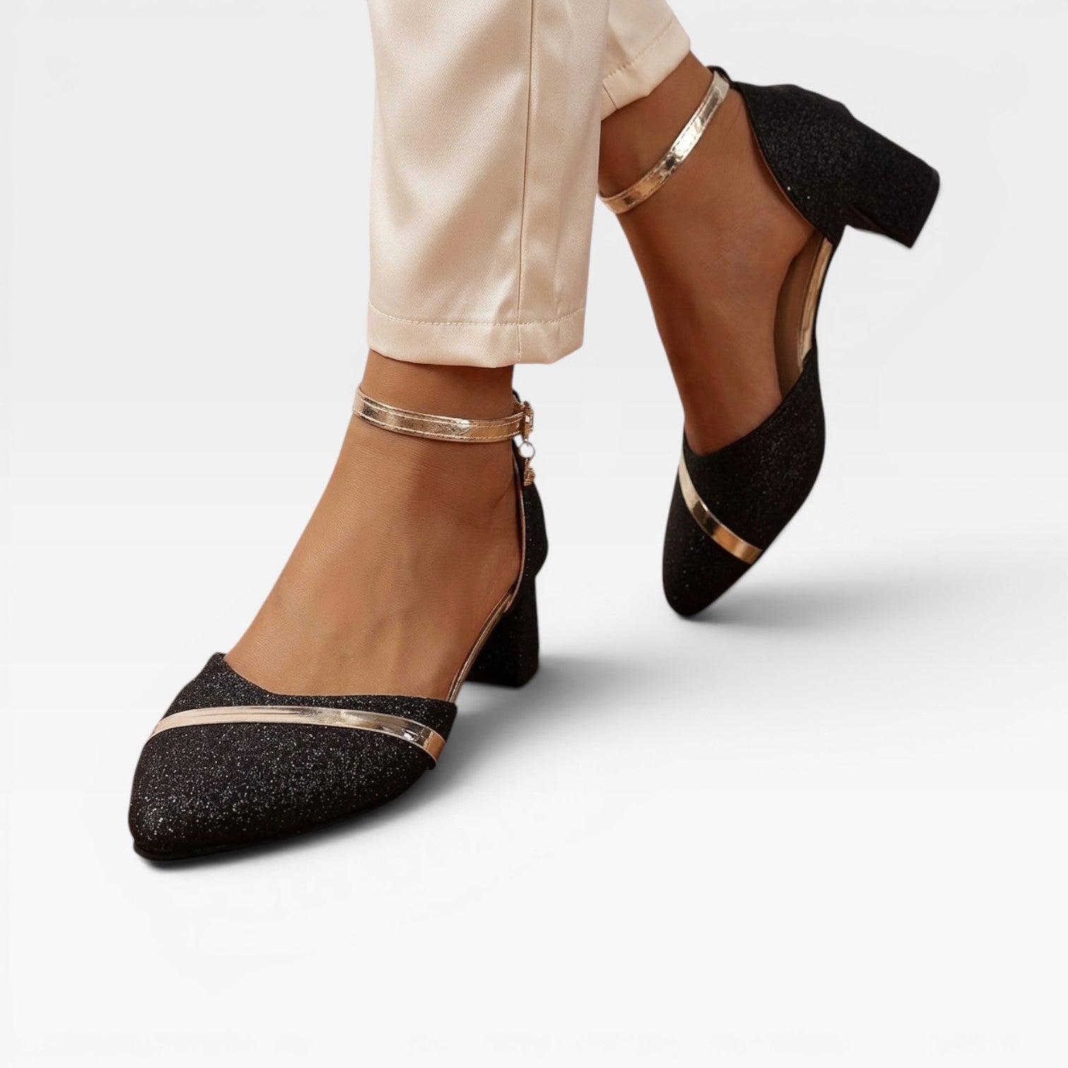 Women's Block Heel Ankle Strap Wedding Pumps