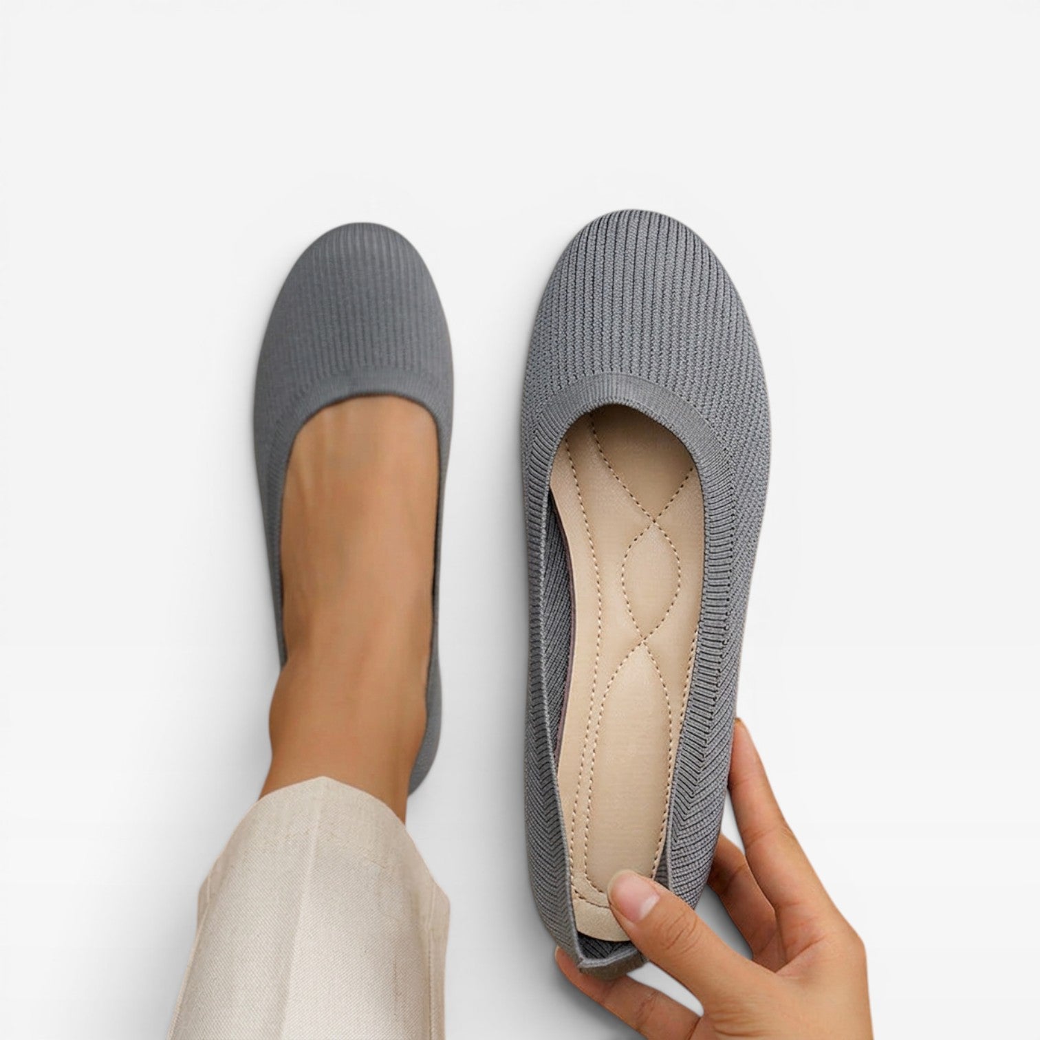 Women's Cushioned Knit Slip-On Ballet Flats