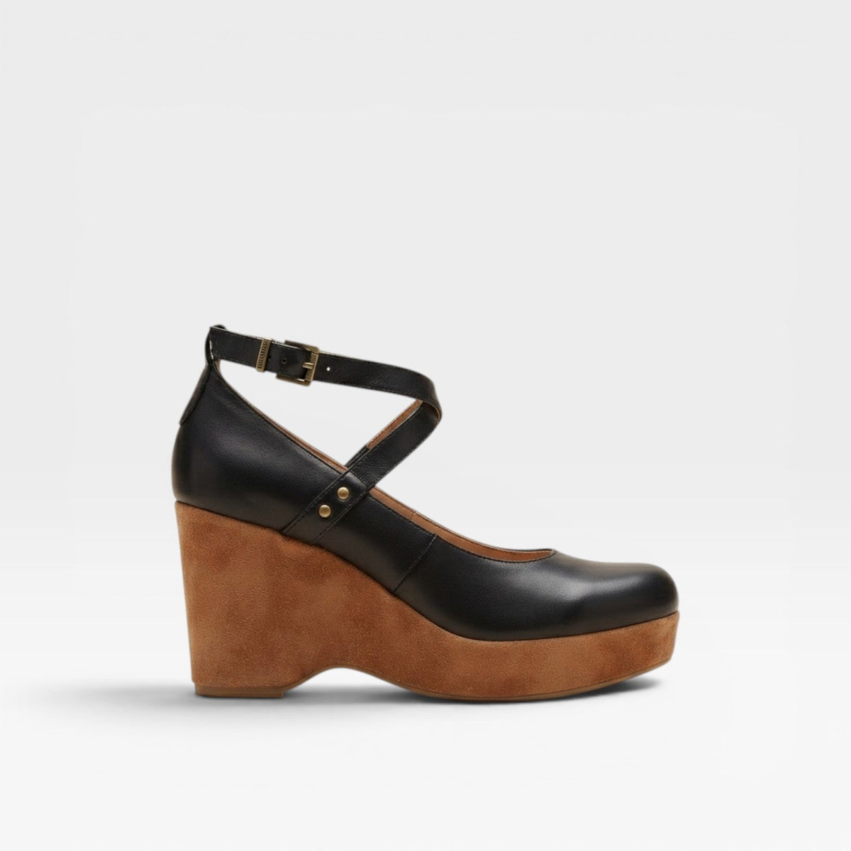 Women's Vintage Cross-Strap Closed-Toe Wedges