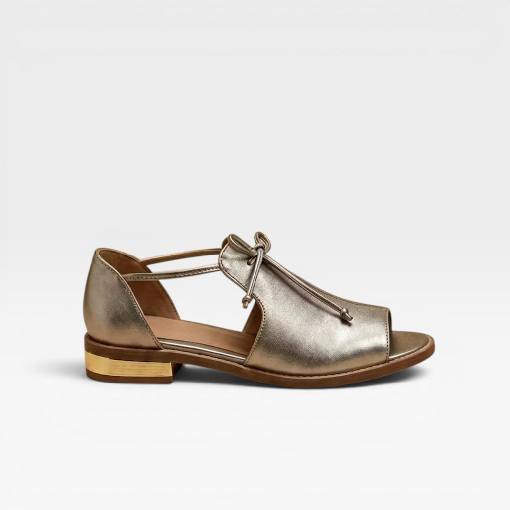 Women's Leather Peep-Toe Ankle-Tie Sandals