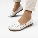 Women's Boho Floral Cutout Slip-On Flats