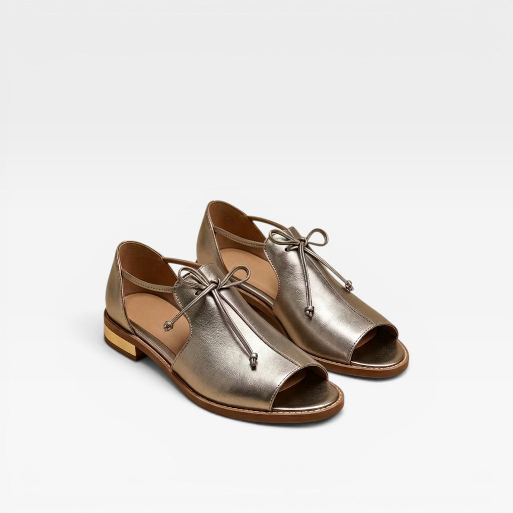 Women's Leather Peep-Toe Ankle-Tie Sandals
