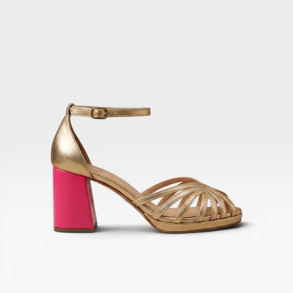 Women's Metallic Strappy Block-Heel Sandals