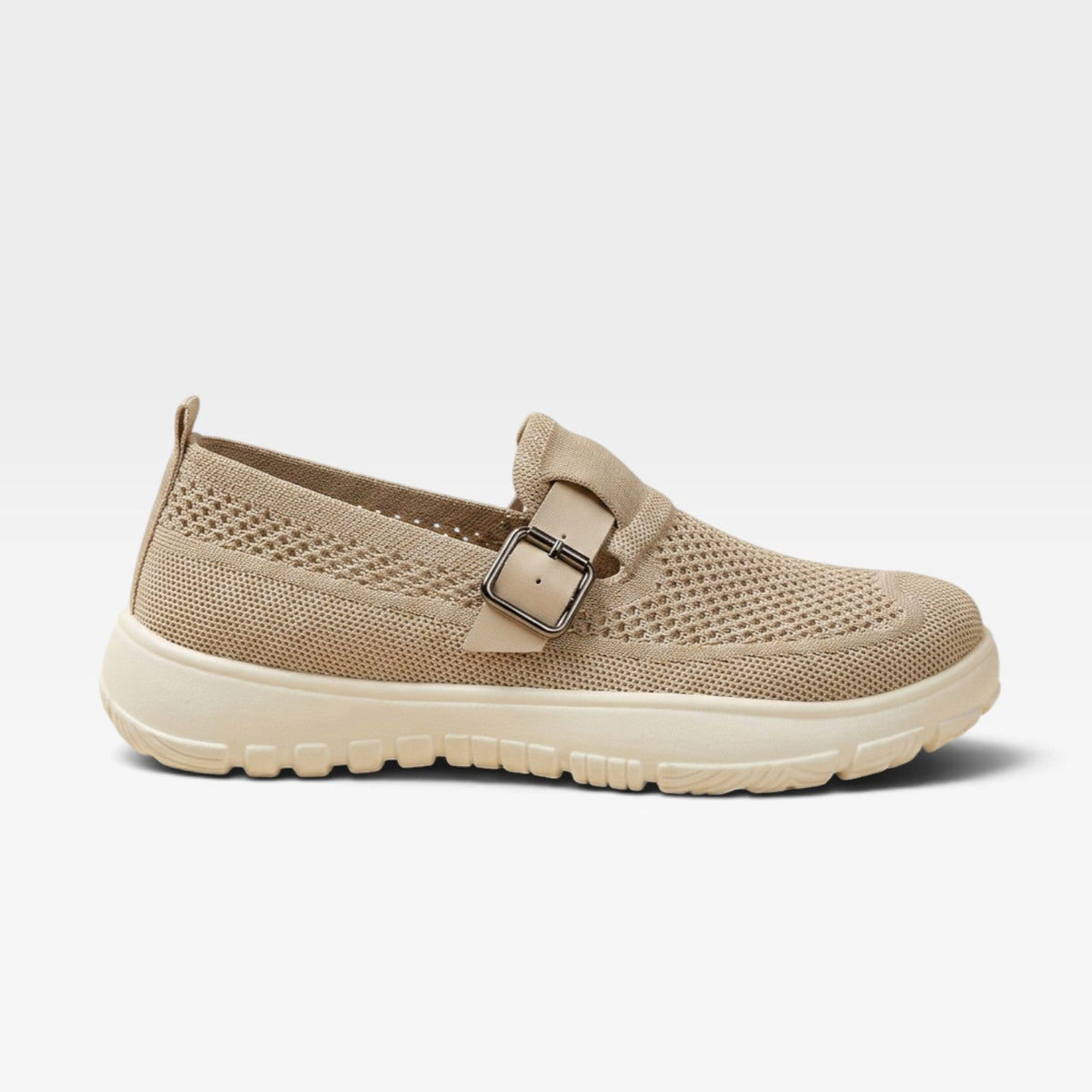 Women's Knit Slip-On Sneakers with Buckle Strap