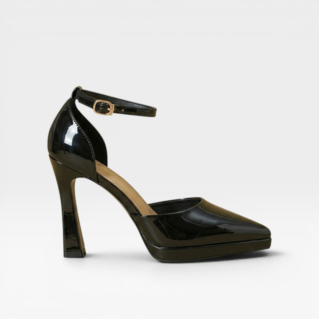Women's Patent Leather Pointed-Toe Ankle Strap Pumps