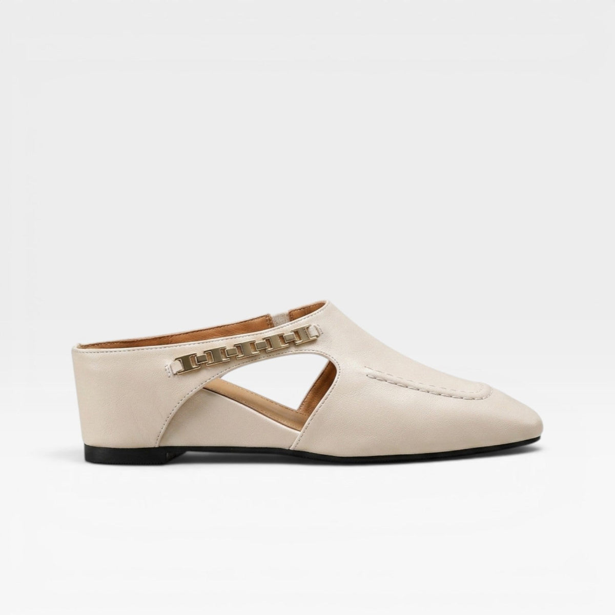 Women's Leather Square-Toe Slip-On Mules
