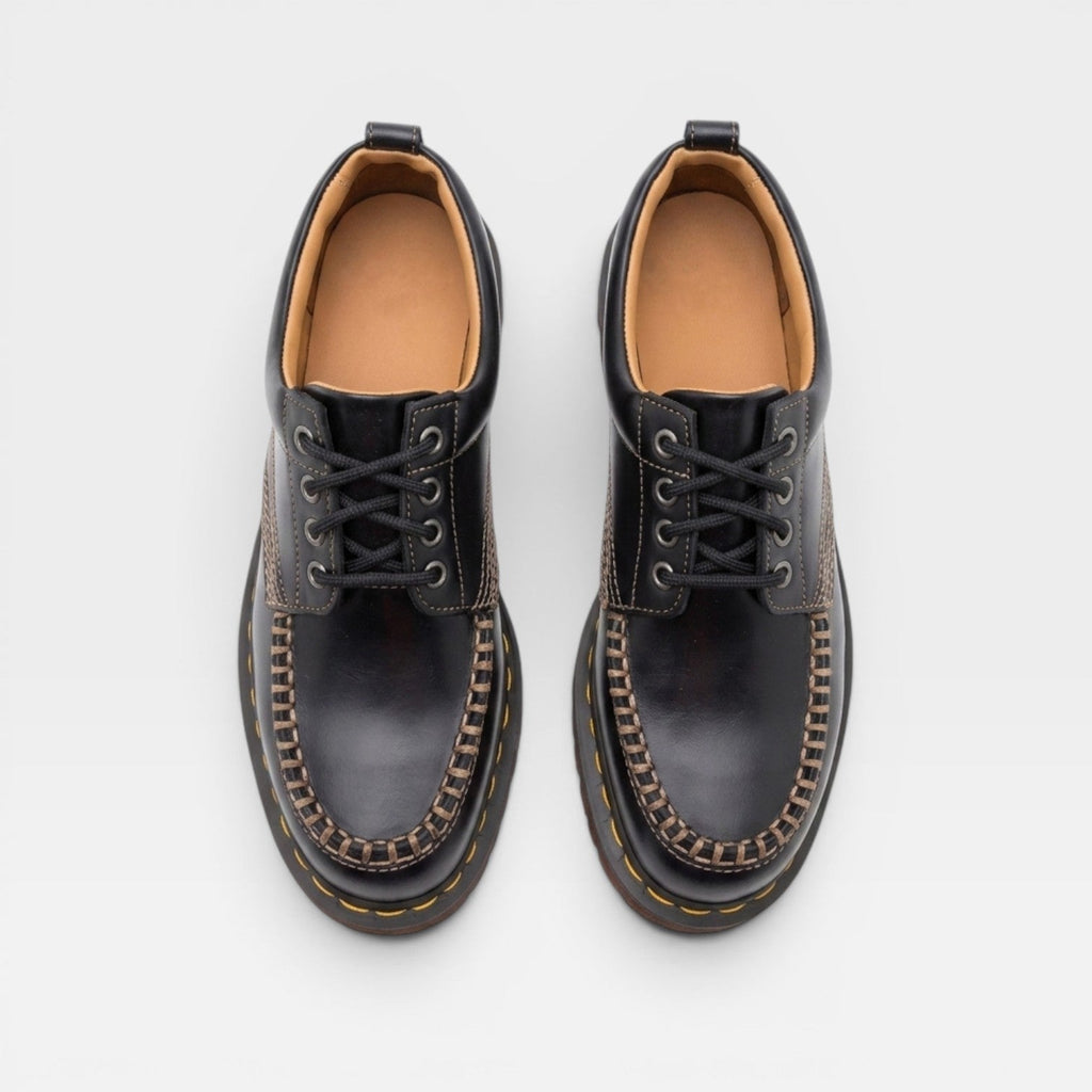 Women's Genuine Leather Lace-Up Derby Shoes