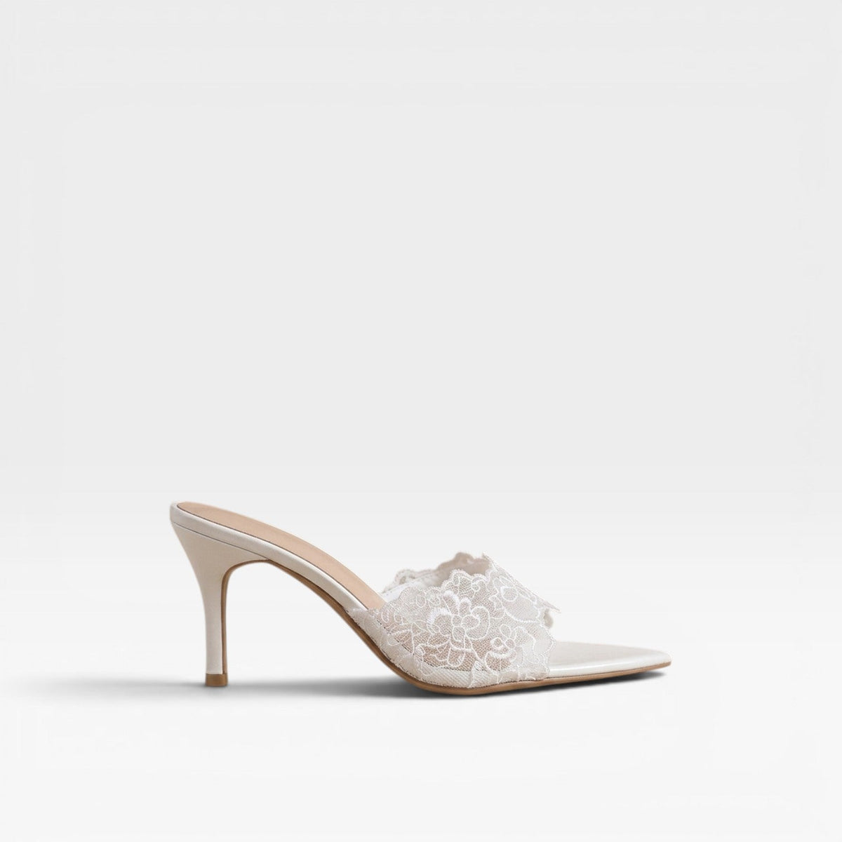 Women's Lace Pointed Toe Mule Heels