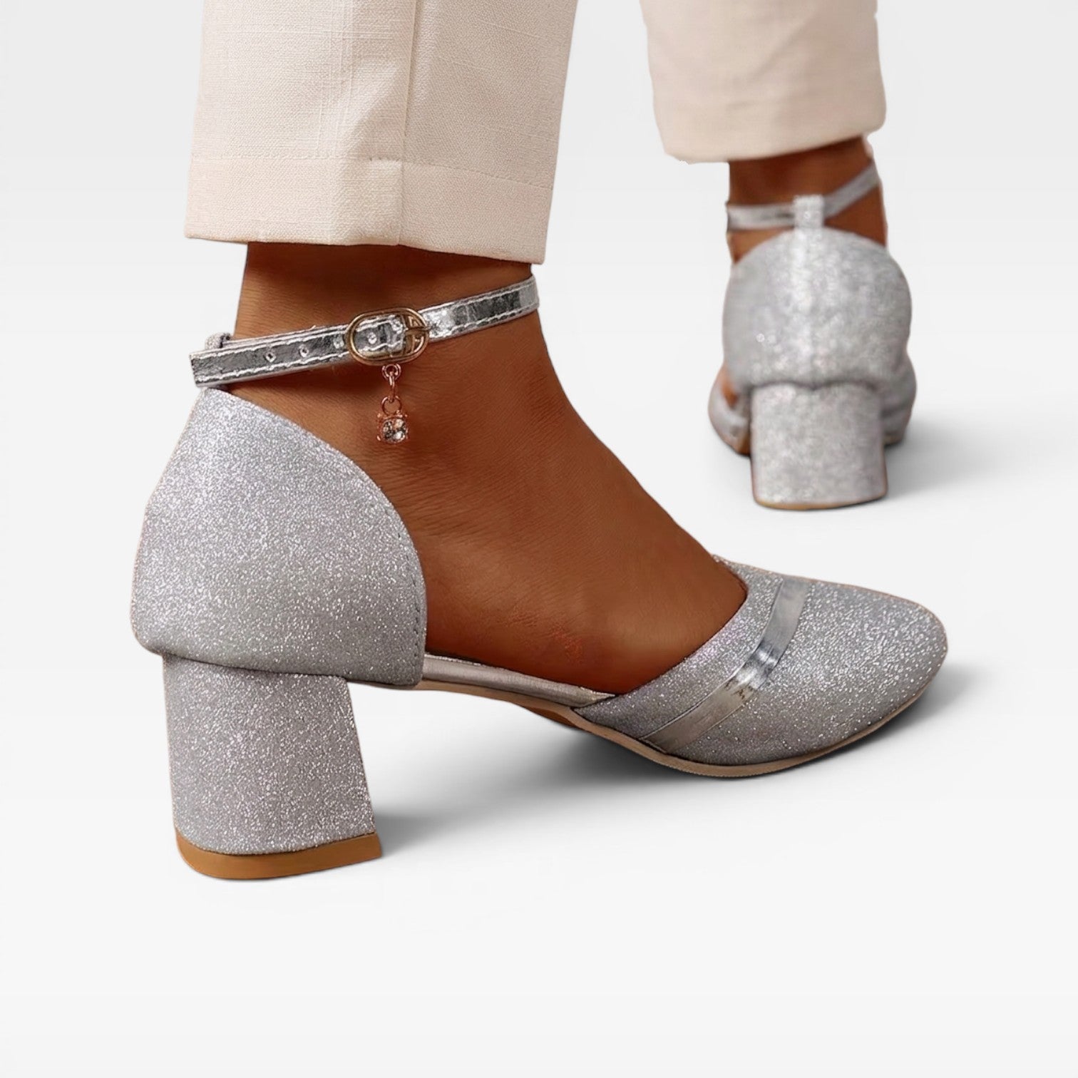 Women's Block Heel Ankle Strap Wedding Pumps