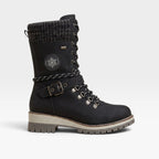 Women's Knit-Cuff Snow Boots with Buckle Detail