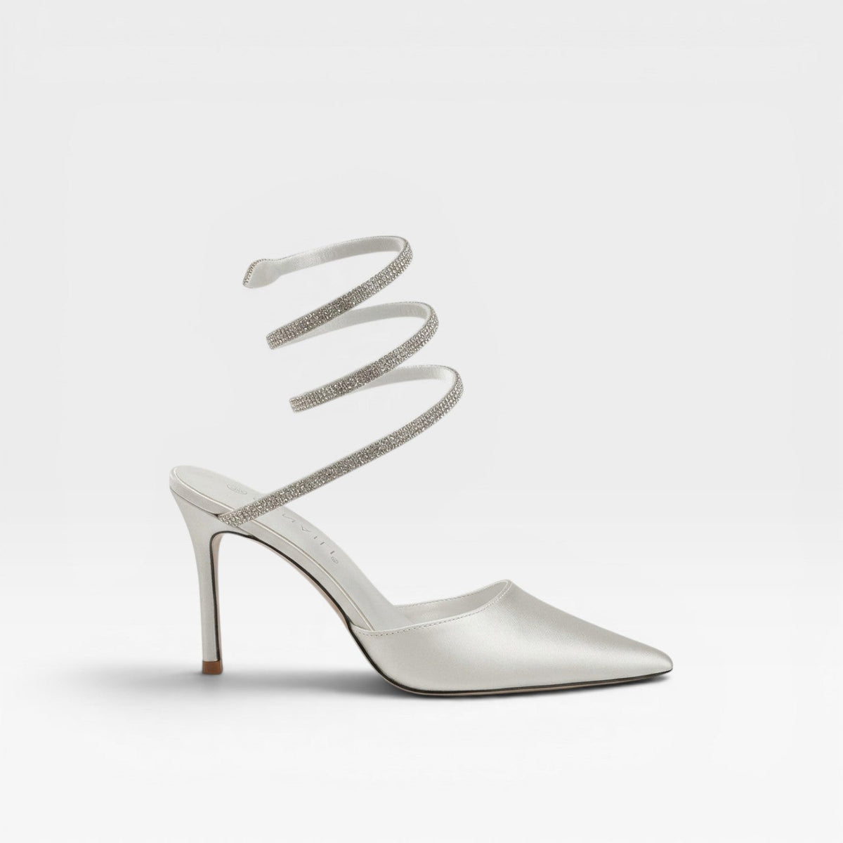 Women's Crystal Ankle Wrap Satin Pumps