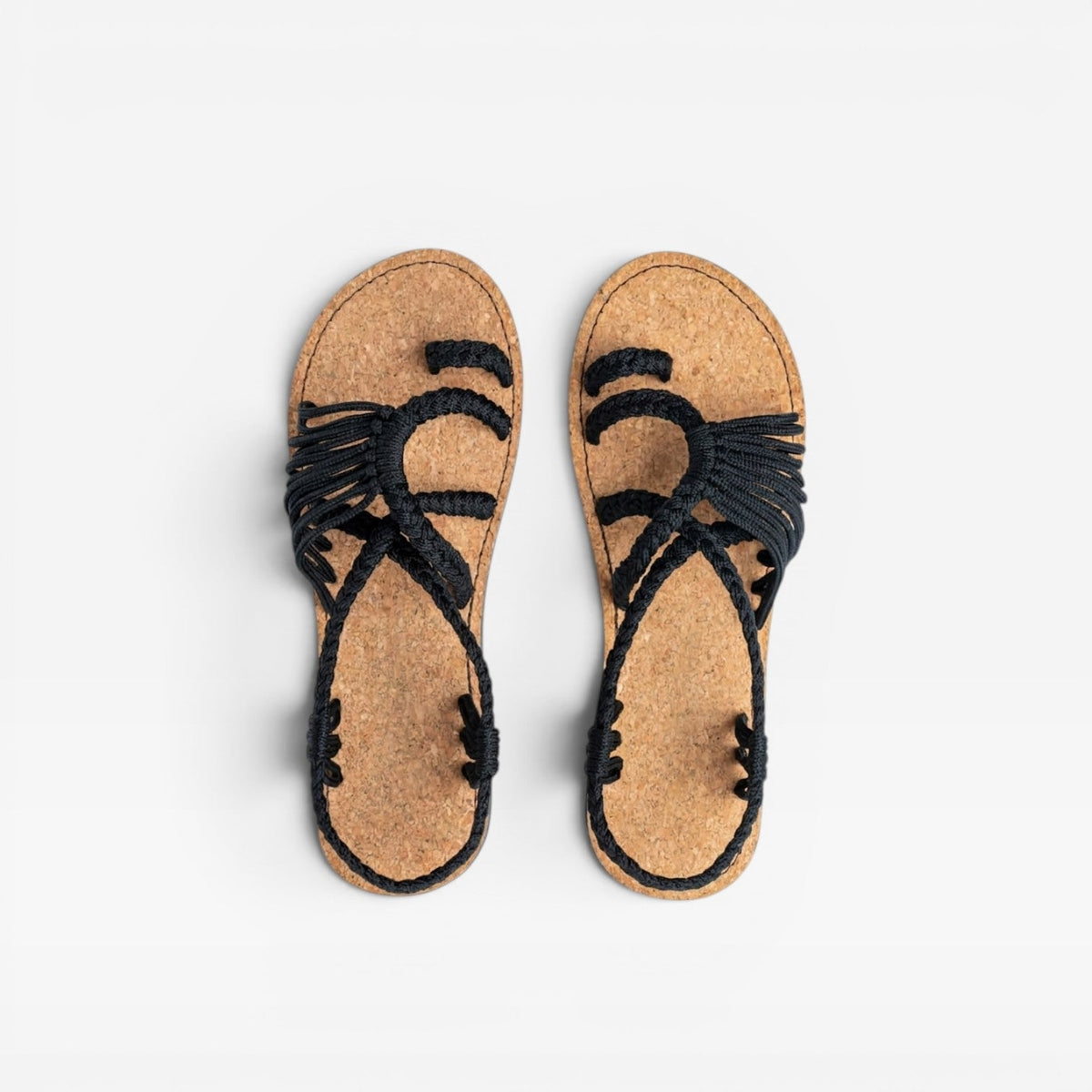 Women's Braided Rope Cork-Sole Sandals
