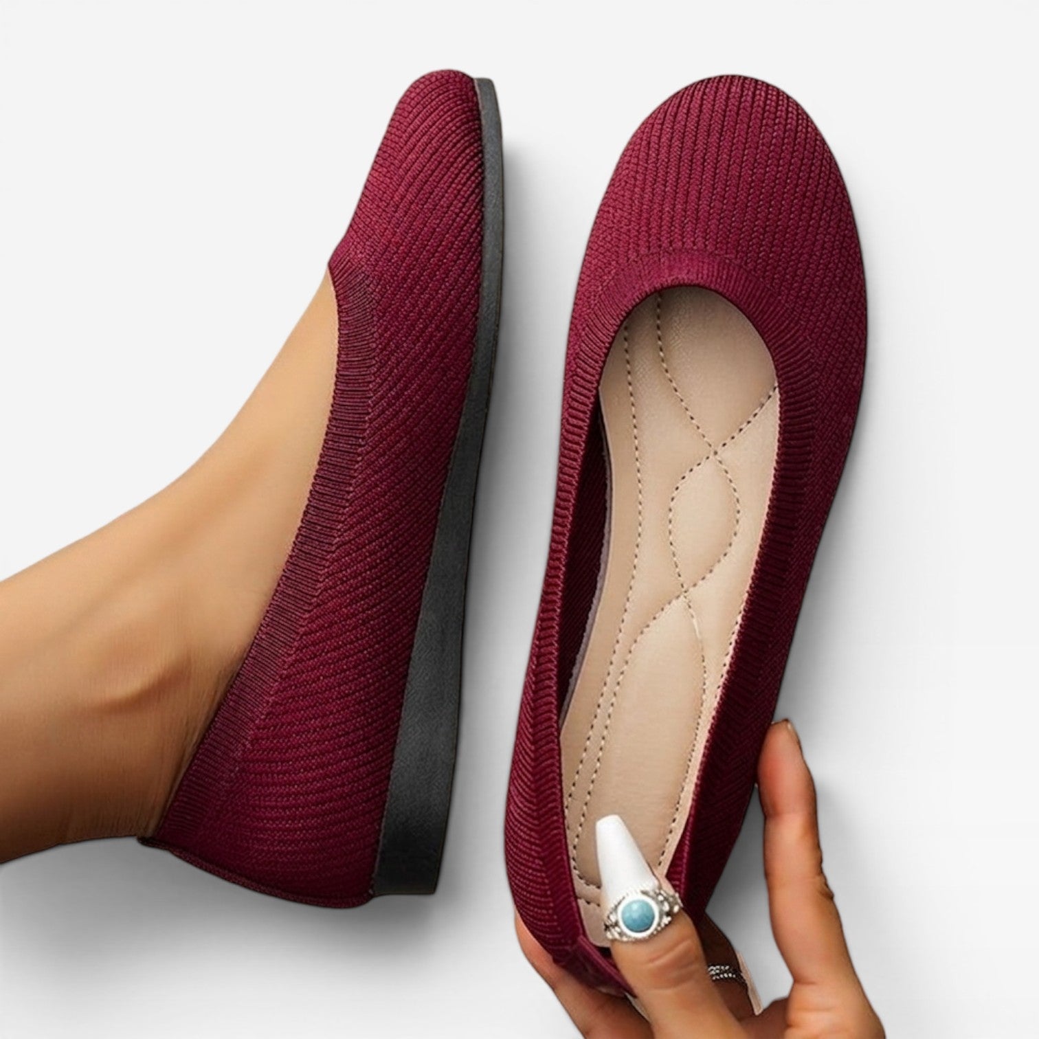 Women's Cushioned Knit Slip-On Ballet Flats