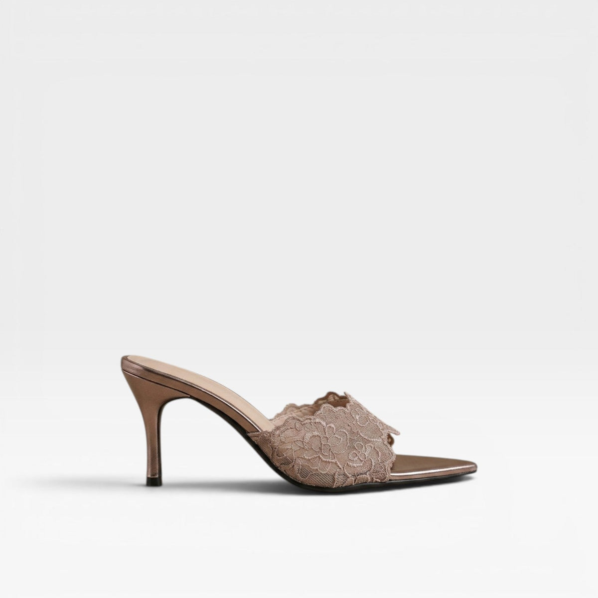Women's Lace Pointed Toe Mule Heels