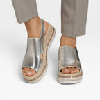 Women's Woven Platform Espadrille Sandals with Ankle Strap