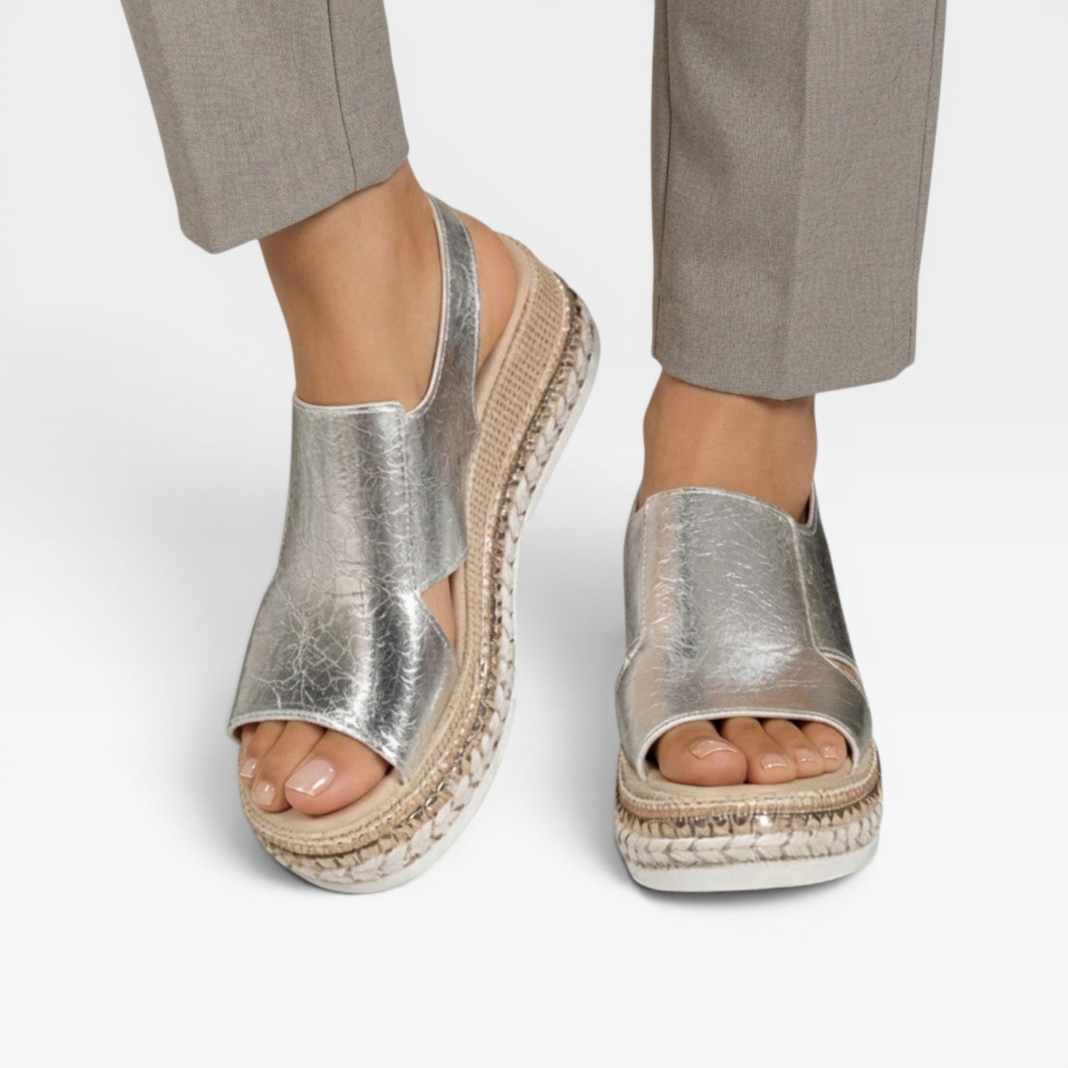 Women's Woven Platform Espadrille Sandals with Ankle Strap