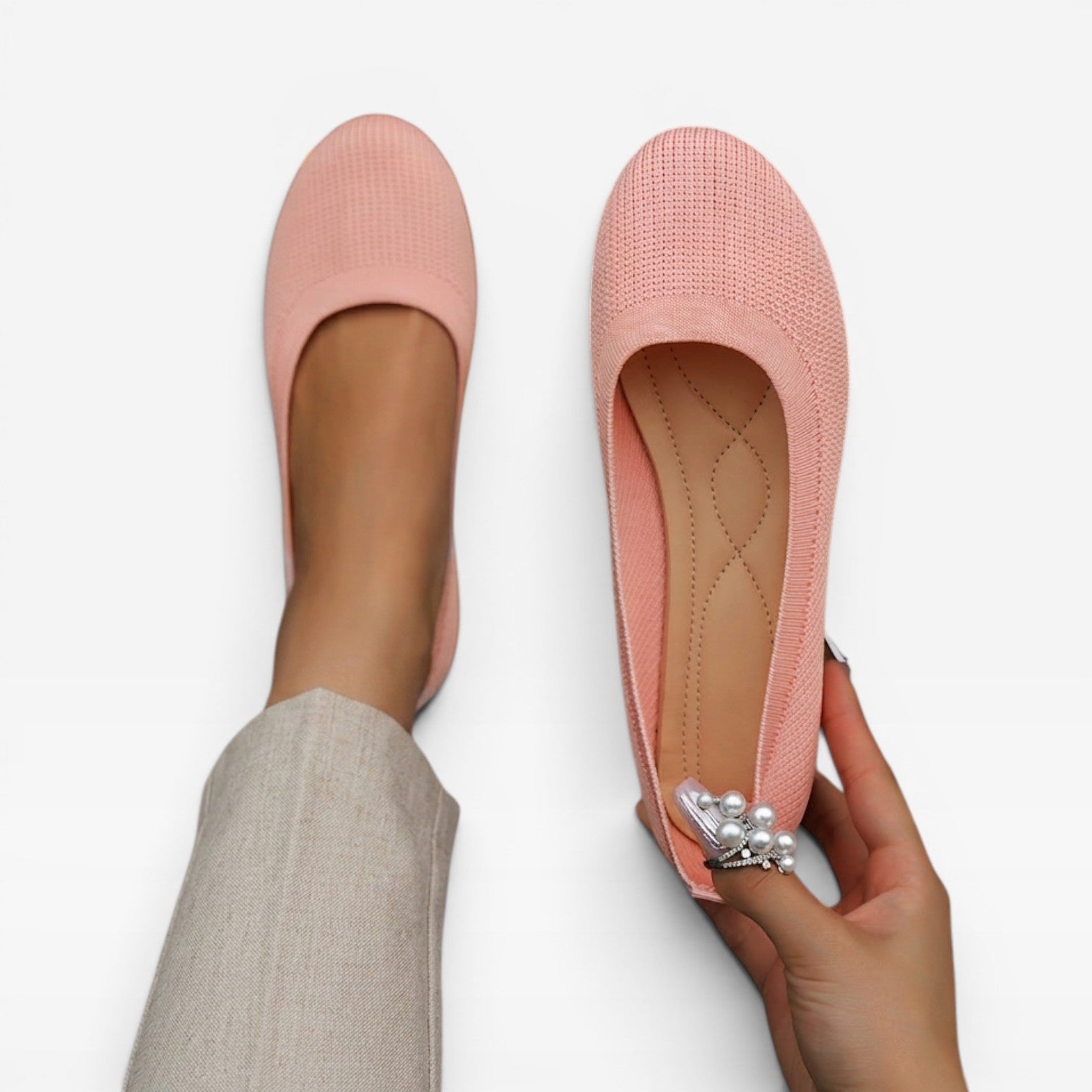 Women's Cushioned Knit Slip-On Ballet Flats