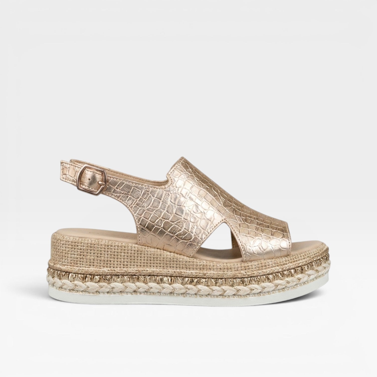 Women's Woven Platform Espadrille Sandals with Ankle Strap