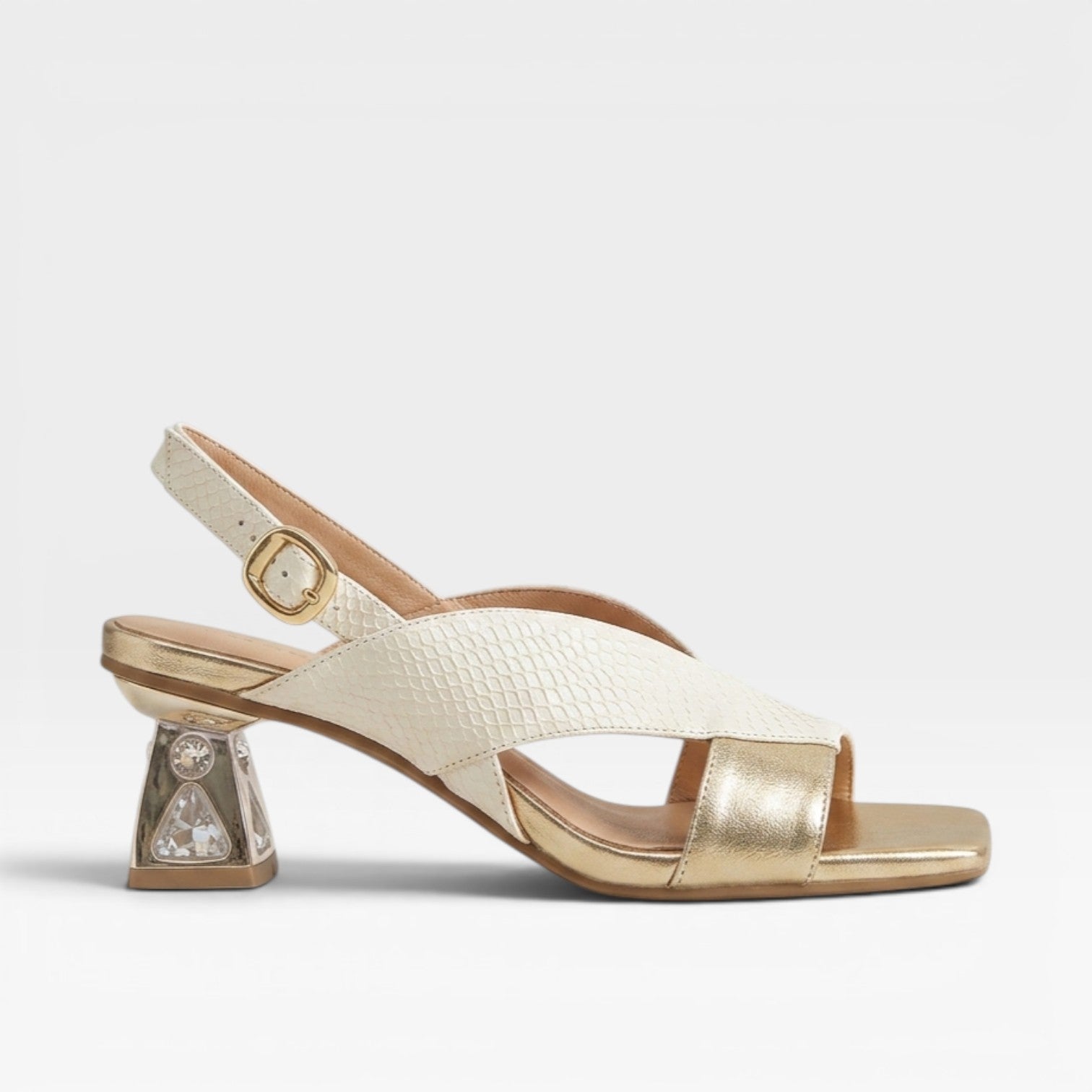 Women's Sculpted Crystal Heel Slingback Sandals