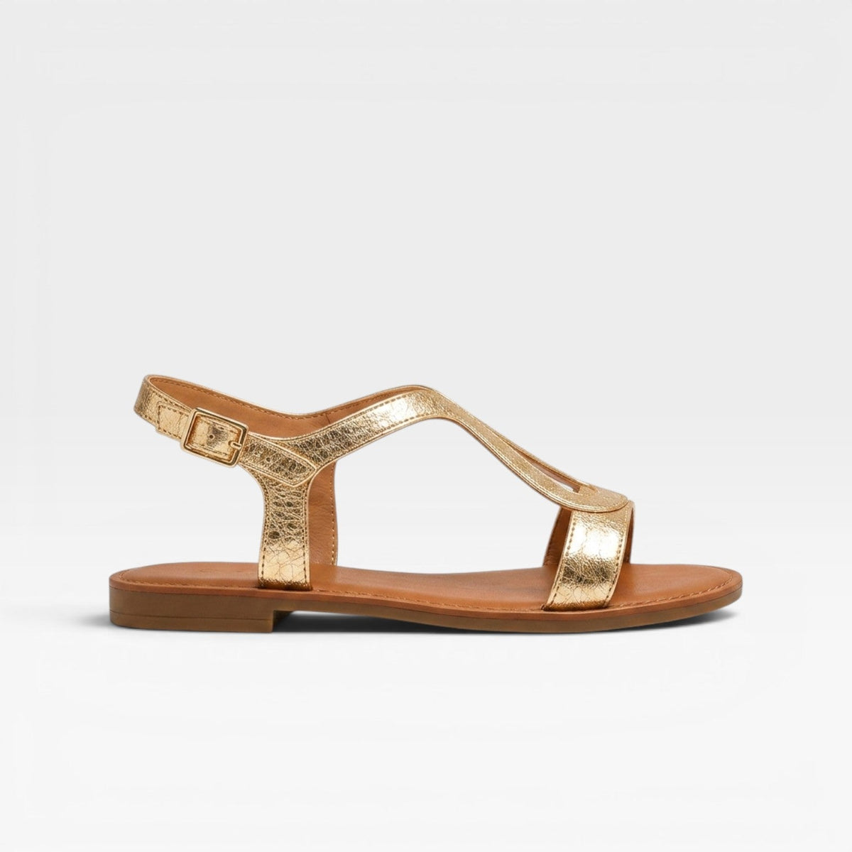 Women's Metallic Leather Sculptural-Strap Flats