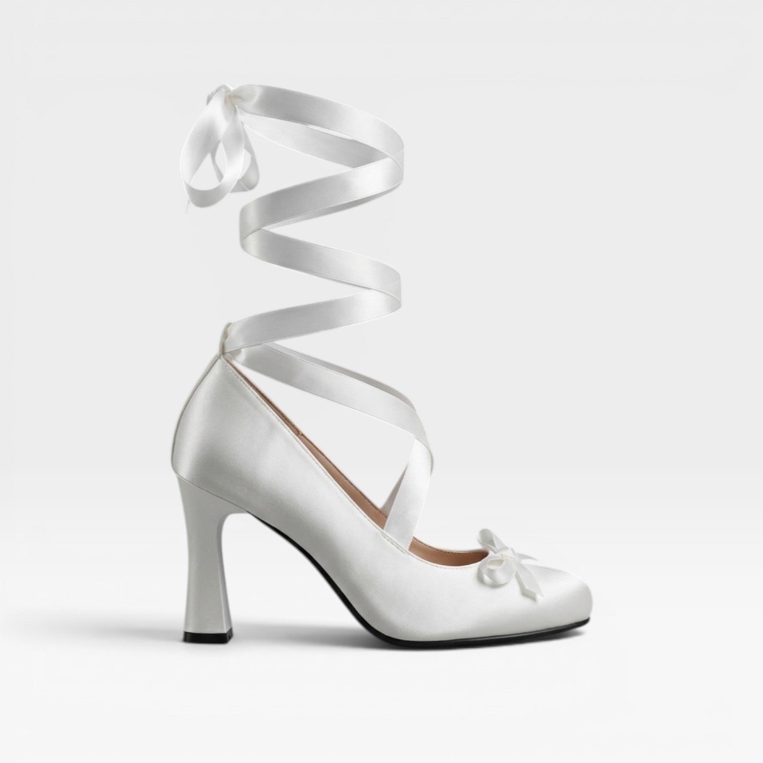 Women's Satin Ribbon Lace-Up Block Heel Pumps