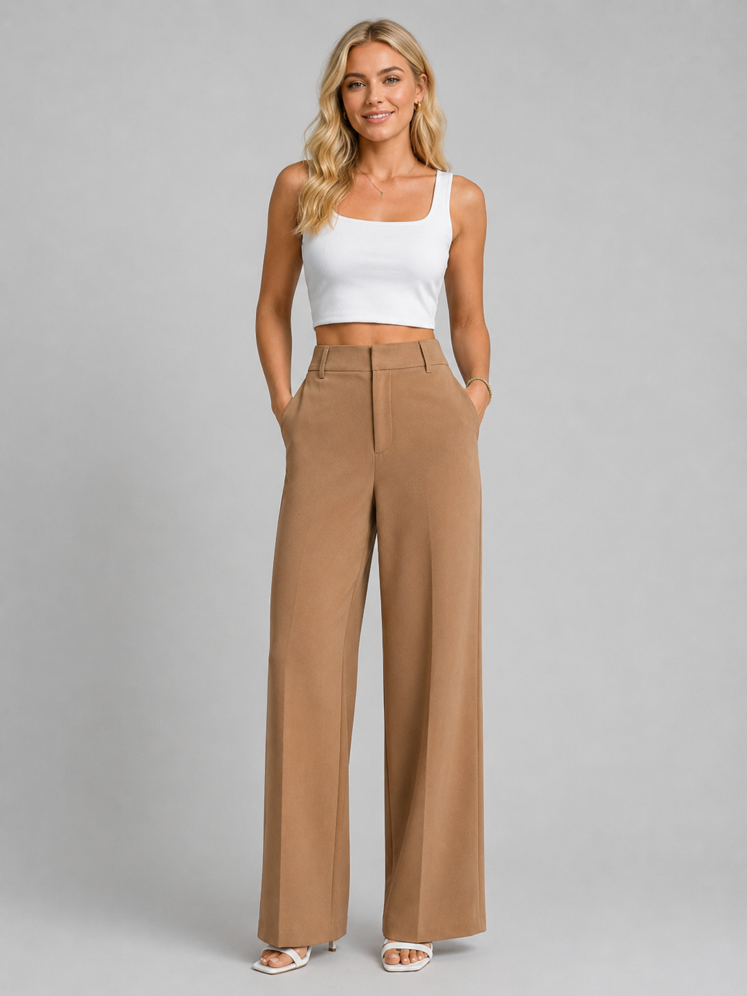 Women's High Waisted Wide Leg Trousers