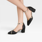 Women's Block Heel Ankle Strap Wedding Pumps