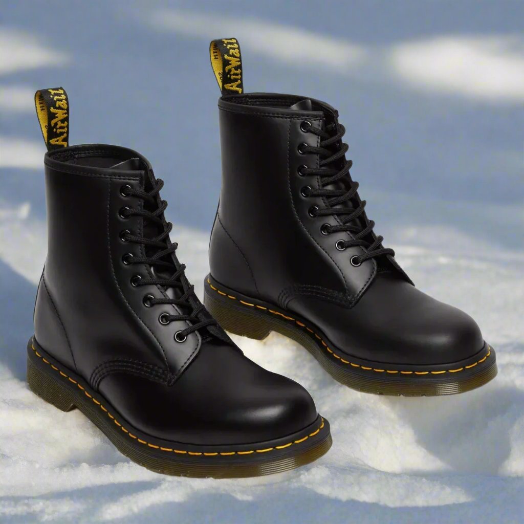 Women's Leather Combat Boots with Classic Lace-Up Design
