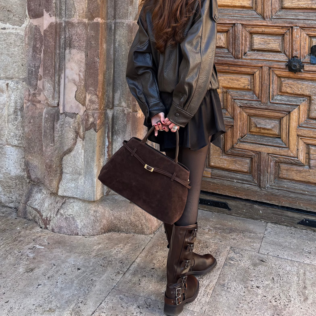 Women's Structured Suede Crossbody Bag