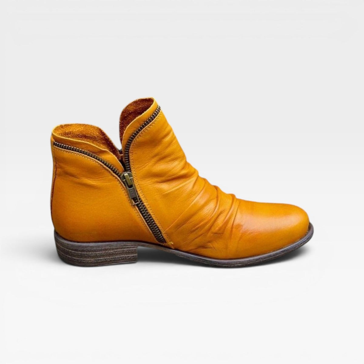 Women's Leather Ankle Boots with Side Zip