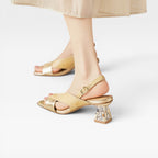 Women's Sculpted Crystal Heel Slingback Sandals