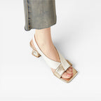 Women's Sculpted Crystal Heel Slingback Sandals