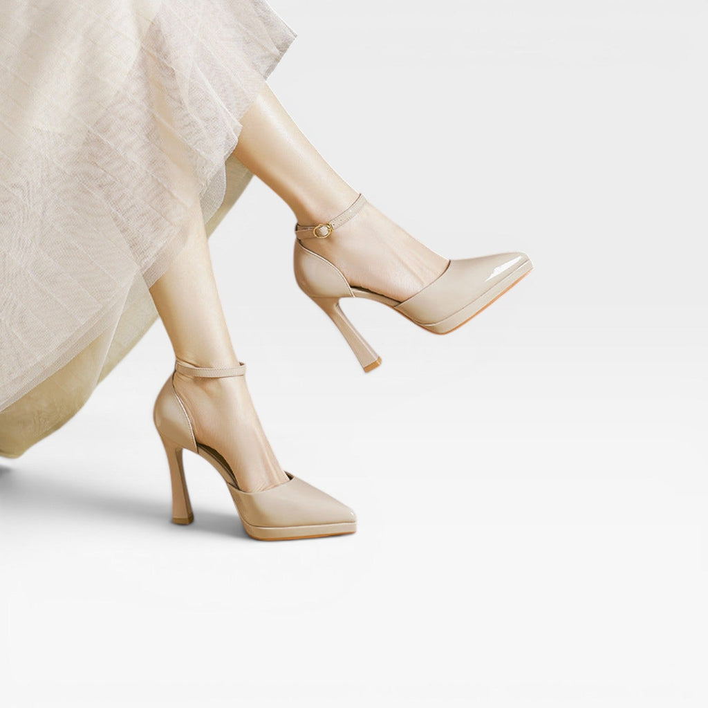 Women's Patent Leather Pointed-Toe Ankle Strap Pumps