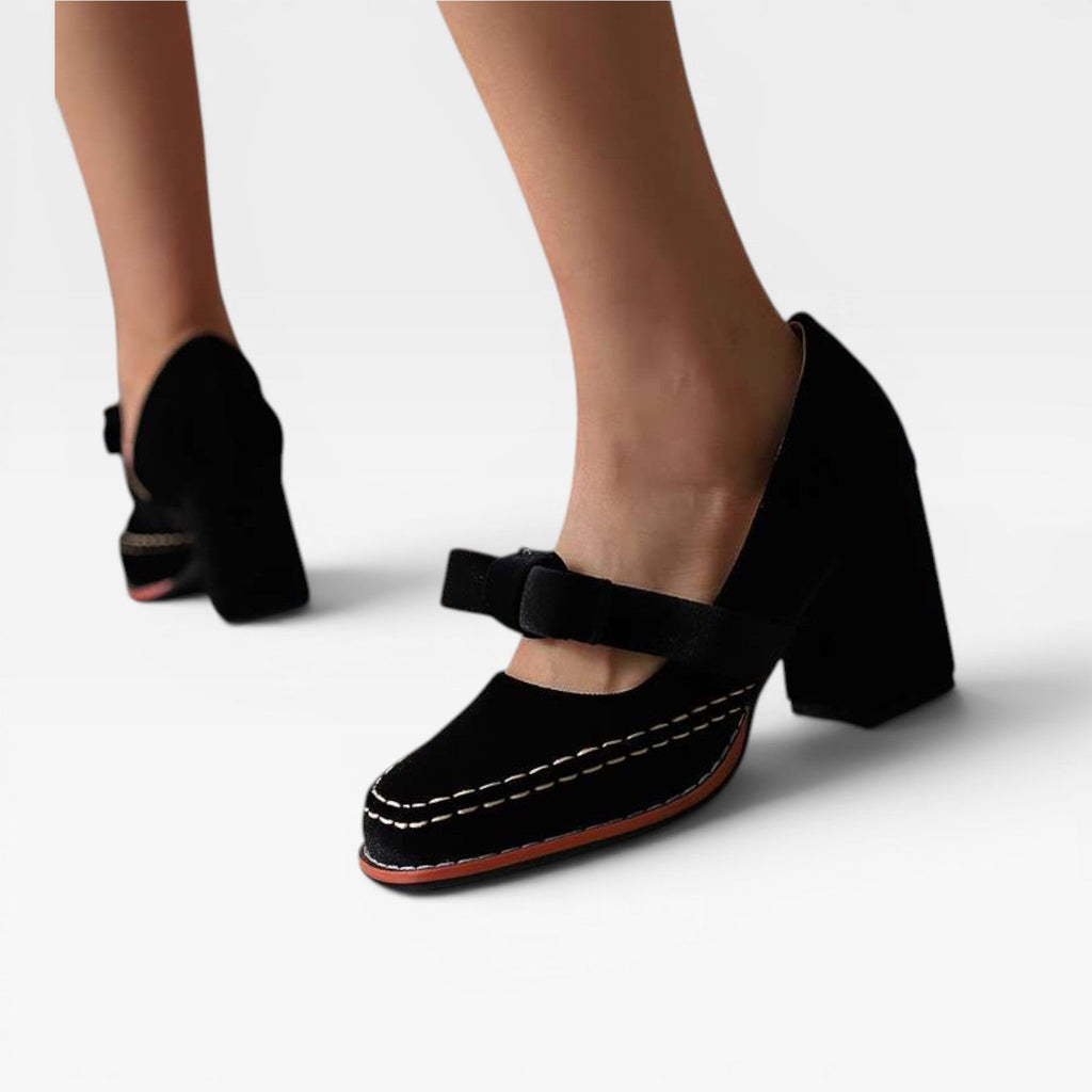 Women's Velvet Mary Jane Bow Pumps