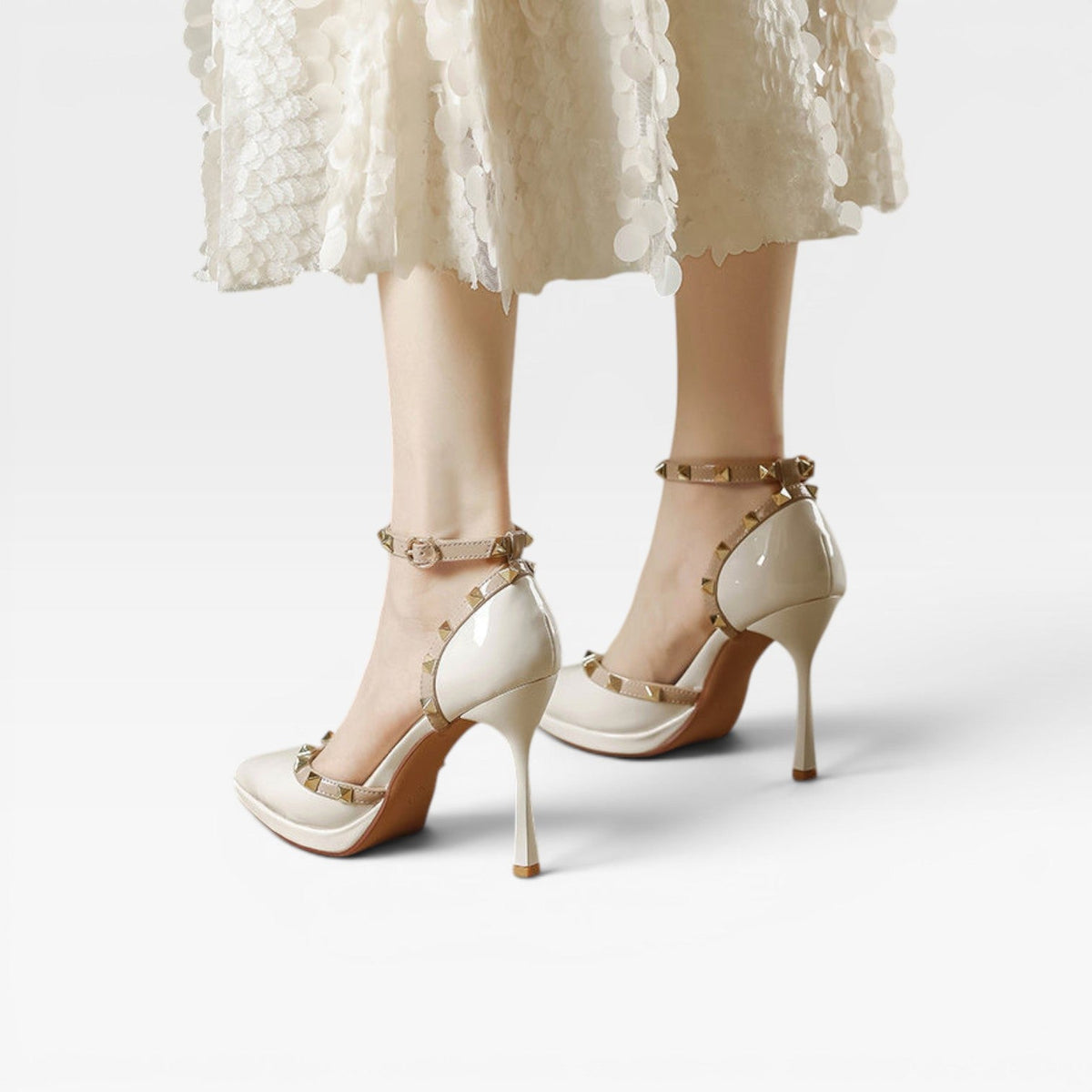 Women's Studded Strap Pointed-Toe Stiletto Pumps