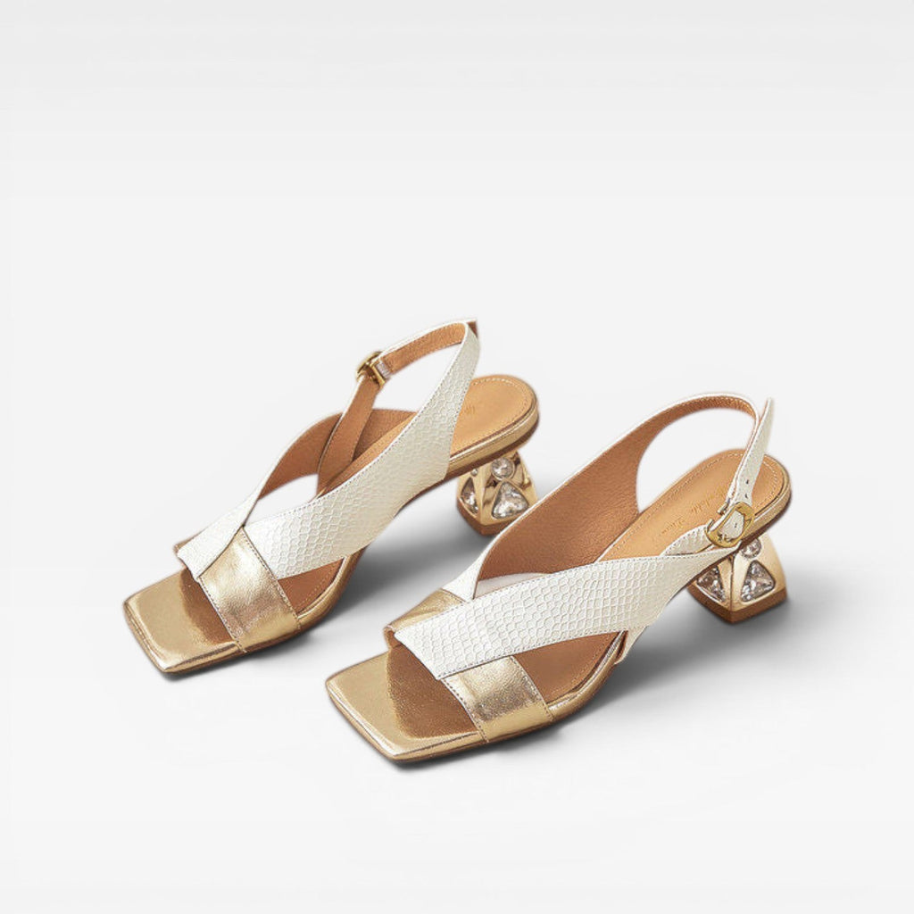 Women's Sculpted Crystal Heel Slingback Sandals