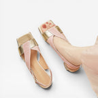 Women's Sculpted Crystal Heel Slingback Sandals
