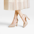 Women's Patent Leather Pointed-Toe Ankle Strap Pumps