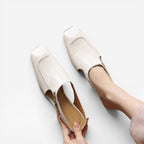Women's Leather Square-Toe Slip-On Mules
