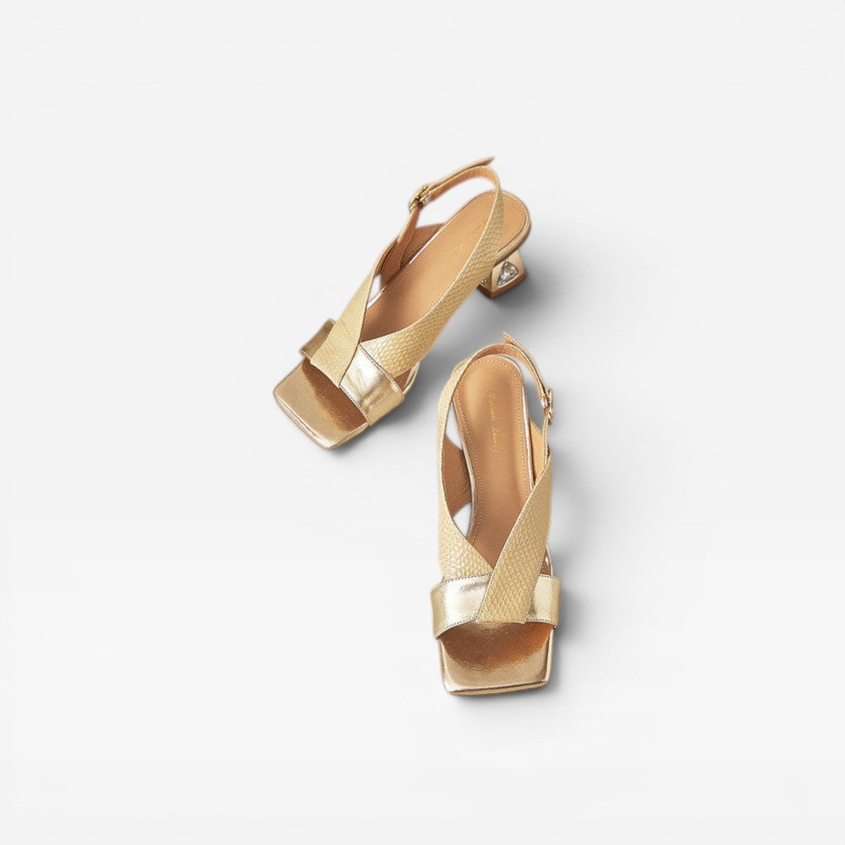 Women's Sculpted Crystal Heel Slingback Sandals
